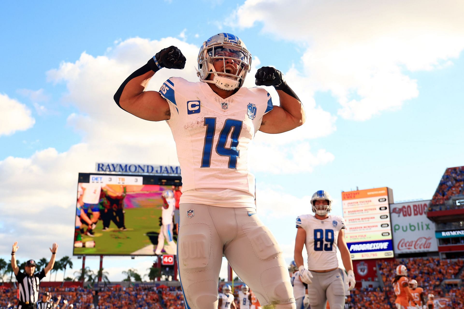 Amon-Ra St. Brown during Detroit Lions v Tampa Bay Buccaneers